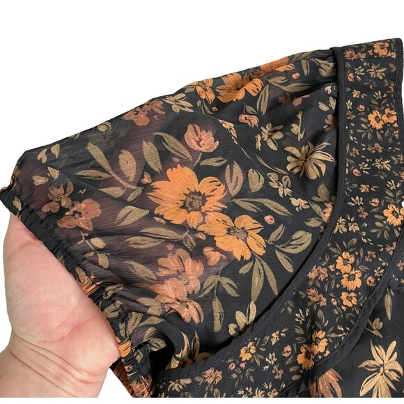 Daniel Rainn Top Womens 1X Floral Square Neck Short Sleeve Boho Peasant Cottage - Picture 5 of 12